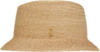 Saint Laurent Strohoed - Dames - Hoeden - Beige - 58 CM - Accessoires