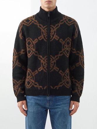 Daily Paper Clothing Cardigan in misto lana con monogramma e chiusura a zip