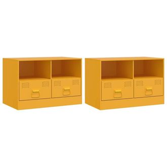Berkfield Home TV Cabinets 2 pcs Mustard Yellow 67x39x44 cm Steel | Size: 67 x 39 x 44 cm