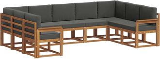 vidaXL Conjunto De Sof&aacute;s De Exterior 9 Uds. Natural Y Antracita Vidaxl