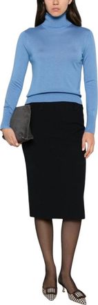 Alpha Studio Fijngebreide coltrui - Dames - Coltruien - Blauw - M - Truien & Vesten
