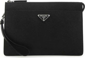 Prada Black Leather Clutch Nero Vitello