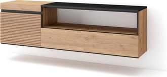 Skraut Home Skraut Home - Mueble Tv, Televisi&oacute;n, Muebles De Sal&oacute;n, Almacenaje, 150x45x35cm, Para Tv Hasta 65, Colgado, Suspendido, Estilo Moderno, Roble