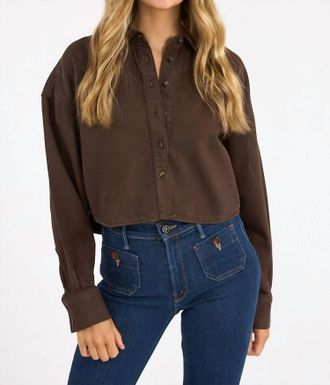 Favorite Daughter The Crop Ex Boyfriend Shirt In Espresso