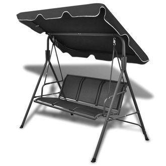 Berkfield Home Garden Swing Bench with Canipy Black