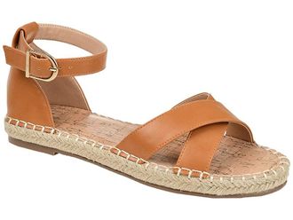 Journee Collection Lyddia Sandals Womens Shoes Cognac : 6.5 M, Faux Leather