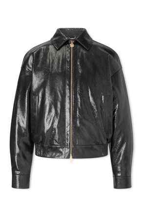 Versace Padded Snake-Effect Leather Blouson Jacket