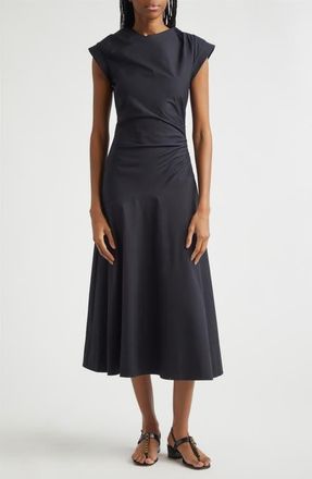 Veronica Beard Lisette Stretch Cotton Midi Dress in Black at Nordstrom, Size 8