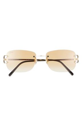 Cartier 59mm Rimless Rectangular Sunglasses in Gold at Nordstrom