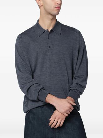 John Smedley Dorset long-sleeve polo shirt - Grey
