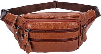 Supvox MenS Outdoor Sports Crossbody Bag Genuine Leather Sling Shoulder Backpack Chest Bag Light Brown for Travel Hiking Daily Use