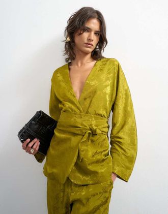 Topshop Kimono jacquard verde