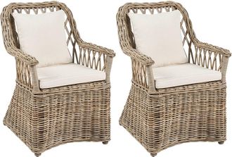 Beliani Conjunto de 2 sillones de jard&iacute;n Rat&aacute;n Natural