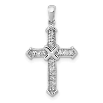 Diamond2Deal 14K Gold Passion Lab Grown Diamond Cross Pendant (0.17ct, VS, G-H)