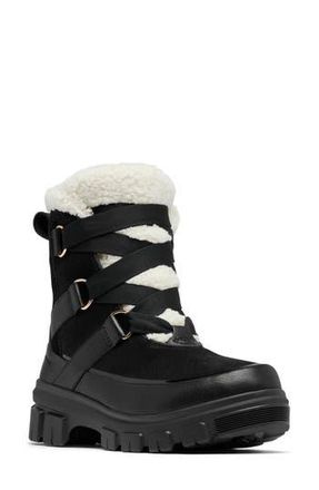 Sorel Tivoli V Faux Shearling Waterproof Boot in Black/Chalk at Nordstrom Rack, Size 10