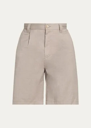 Frescobol Carioca Mens Wool Pleated Bermuda Shorts