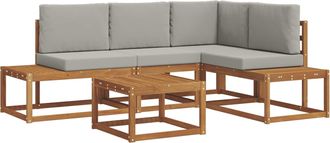 vidaXL 5 Uds. Conjunto De Sof&aacute;s De Exterior Gris Natural Y Claro Vidaxl