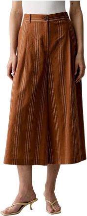 Benetton Broeken, Dames, Bruin, M, Katoen, Cropped Broeken