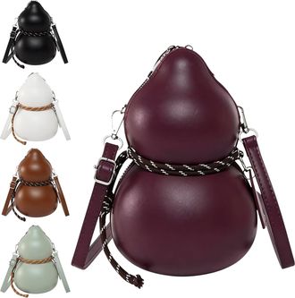 Generic QCDZSW Womens Vintage Calabash Shoulder Bag, Faux Leather Gourd Shape Crossbody Purse with Adjustable Strap, Large Capacity(Burgundy)