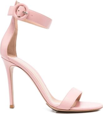 Gianvito Rossi Roze Leren Stiletto Hak Sandalen - Dames - Sandalen met hakken - Roze - 40 EU - Leer - Schoenen