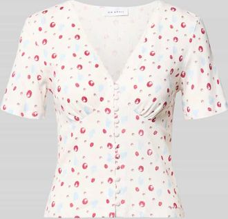 Oh April Blusenshirt in Pointelle-Optik Modell Vianne in Weiss, Gr&ouml;&szlig;e XL