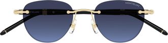 Montblanc Rimless Sunglasses with Gradient Blue Lenses