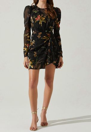 Astr Cindy Dress In Black Orange Burnout