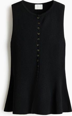 H&M Rib-knit Peplum Waistcoat in Black at Nordstrom, Size Xx-Large
