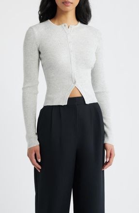 Princess Polly Suzu Rib Cardigan in Grey at Nordstrom, Size 10