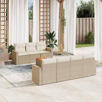 vidaXL Vidaxl - Juego De Sof&aacute;s De Jard&iacute;n Con Cojines Beige 8 Pzas Rat&aacute;n Pe
