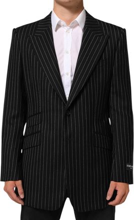 Dolce & Gabbana Mens Black Stripes 2 Buttons Suit Jacket Blazer Pl+wo