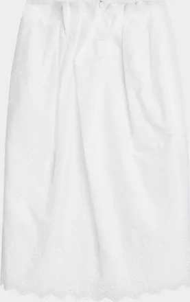 Simone Rocha Pleated Waist Eyelet Embroidered Midi Pencil Skirt