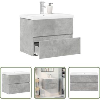 vidaXL Lavabo in ceramica - Set Mobili da Bagno 2 pz Grigio Cemento in Legno Multistrato