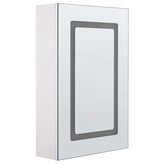 Beliani Beliani - Armario De Pared Blanco Led 40 X 60 Cm Con Espejo Almacenamiento Ba&ntilde;o Minimalista Moderno Condor