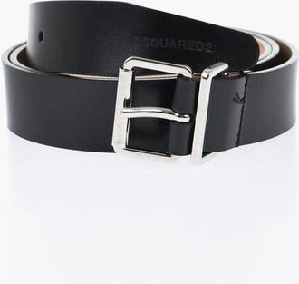 Dsquared2 Leather Belt with Silver-Tone Buckle 30mm size 100