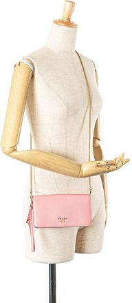 Prada Pre-owned Womens Saffiano Leather Wristlet - Pink - One Size