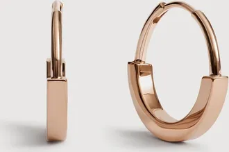Monica Vinader Rose Gold MV Linear Small Hoop Earrings