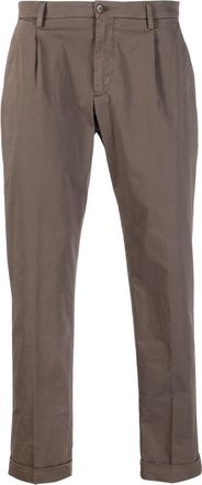 BRIGLIA 1949 tapered cotton chinos - men - Cotton/Elastane/Cotton - 56 - Brown