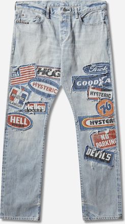 Hysteric Glamour Men s DPC Processed Slim Straight Denim Pants Light Indigo Blue