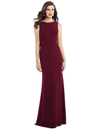 The Dessy Group Draped Backless Crepe Dress with Pockets