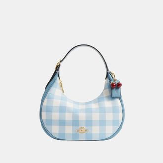 Coach Womens Emily Shoulder Bag With Gingham Print And Charm - Dark Blue - One Size