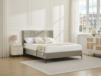 Vente-Unique Testata 160 cm Velluto Tortora - HERMINE