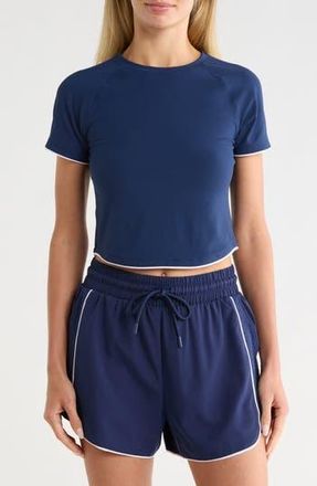 90 Degree by Reflex Nudetech Volley Club Crop T-Shirt in Naval Blue/White at Nordstrom Rack, Size X-Small