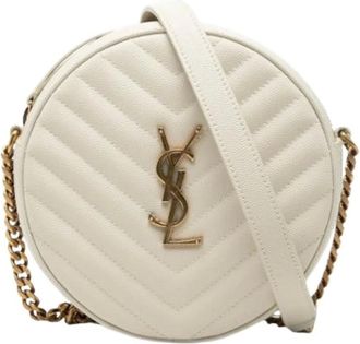 Saint Laurent Pre-owned Cross Body Bags, female, White, Size: ONE SIZE Pre-owned Quilted Crossbody Bag