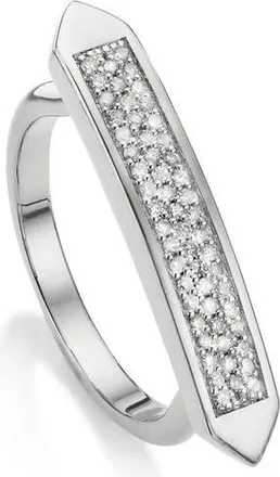Monica Vinader Baja Skinny Diamond Stacking Ring in Silver at Nordstrom, Size 9