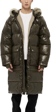 AlphaStyle Audet Mens Long Hooded Down Parka in Green at Nordstrom, Size Medium