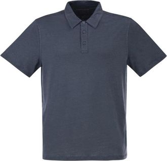 Majestic Filatures Poloshirt met korte mouwen - Heren - Polos - Blauw - XL - Linnen - Tops