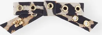 Ganni Mixed Leopard Eyelet Bow Barrette