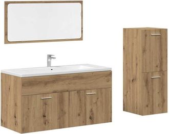 vidaXL Juego De Muebles Ba&ntilde;o 3 Piezas Madera Ingenier&iacute;a Roble Artisan Vidaxl
