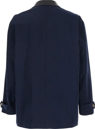 After Pray Mens Blue Jacket With Leather Collar Cotton Coat
